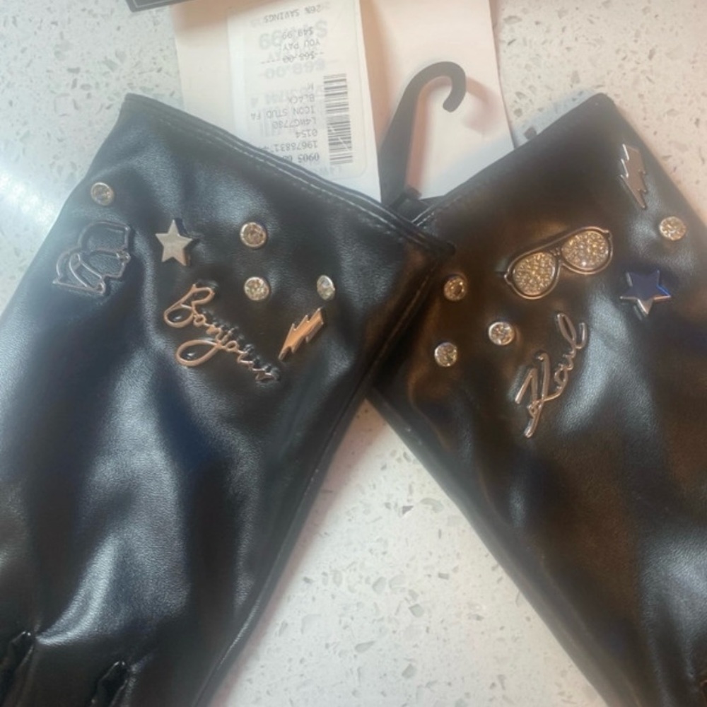 Karl Lagerfeld Paris Touchscreen Black Gloves